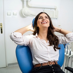 relaxed woman in a dental chair