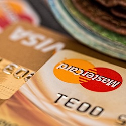 Credit cards and wallet on desk