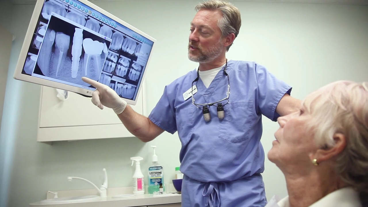 Dentist in Savannah showing patient their X rays