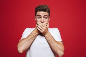 worried man with terrified expression