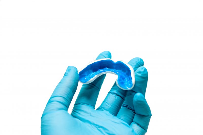 A close-up of custom mouthguards